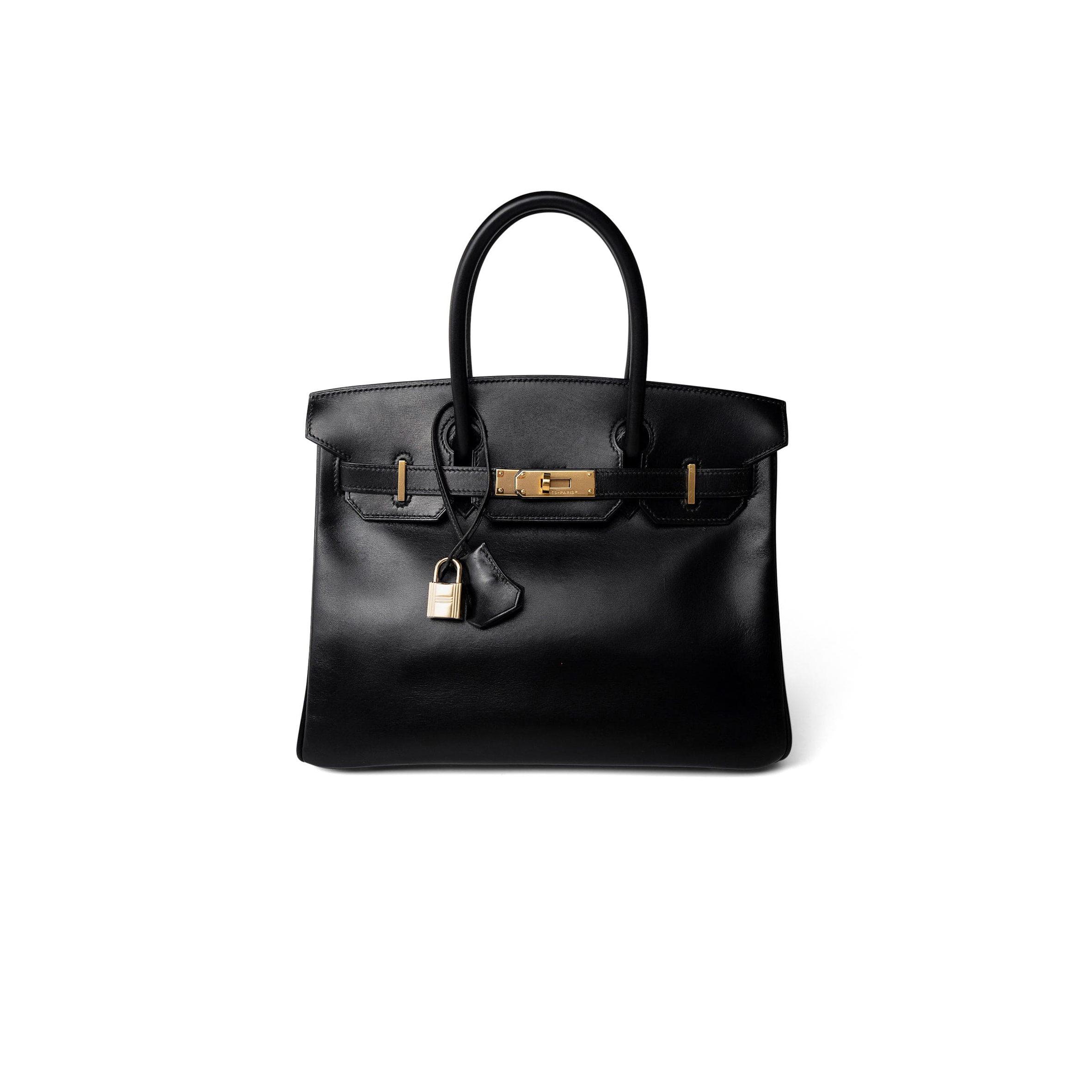 HERMES MASTER BIRKIN 30 BOX LEATHER BLACK GOLD BUCKLE H029281CK62 (30*23*15cm)